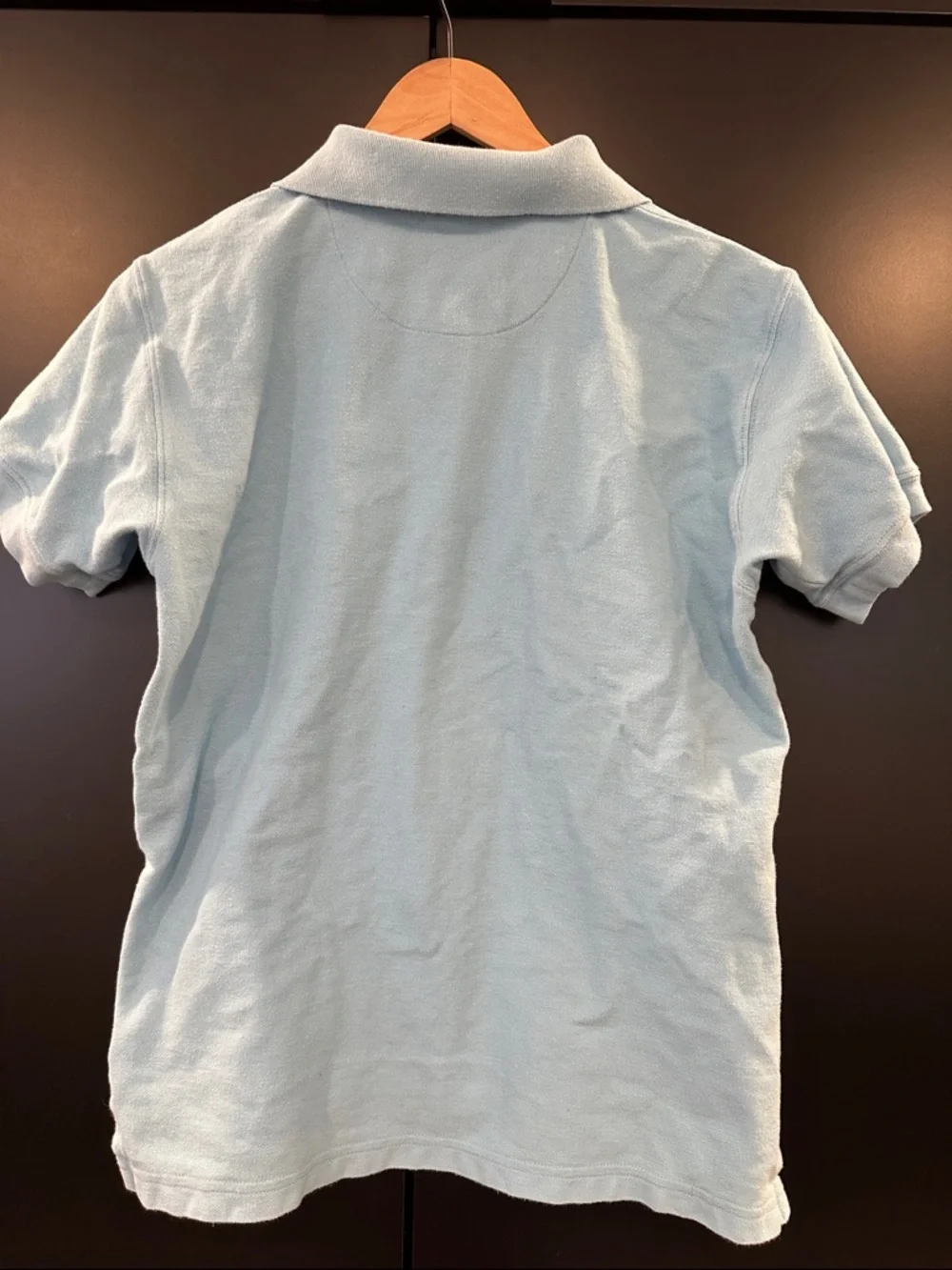 Hanna Andersson Kids Light Blue Cotton Pique Short Sleeve Polo Shirt Size 10-12y